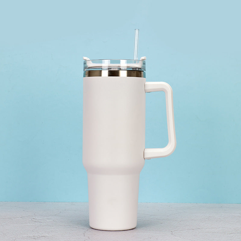 40oz Portable BPA Free Straw Stainless Steel Cup With Handle Large Capacity Bottle
