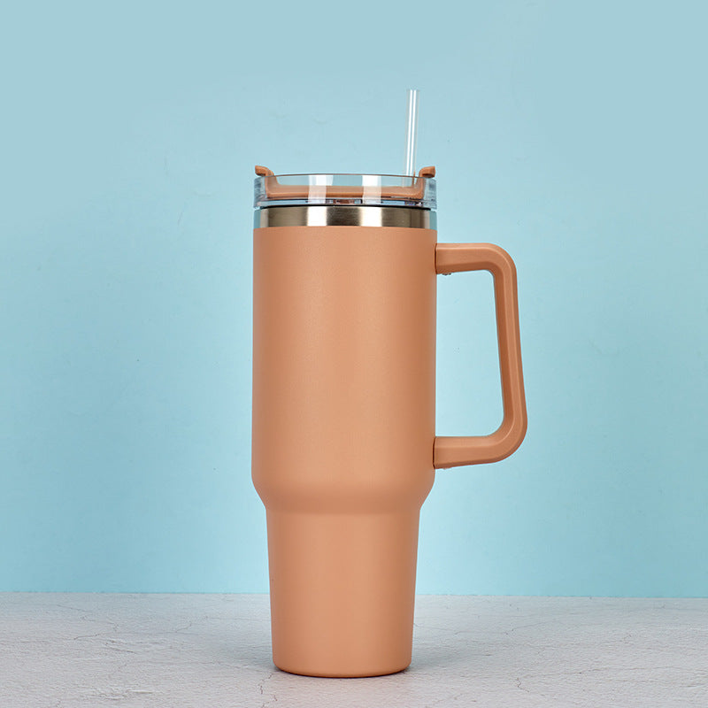 40oz Portable BPA Free Straw Stainless Steel Cup With Handle Large Capacity Bottle