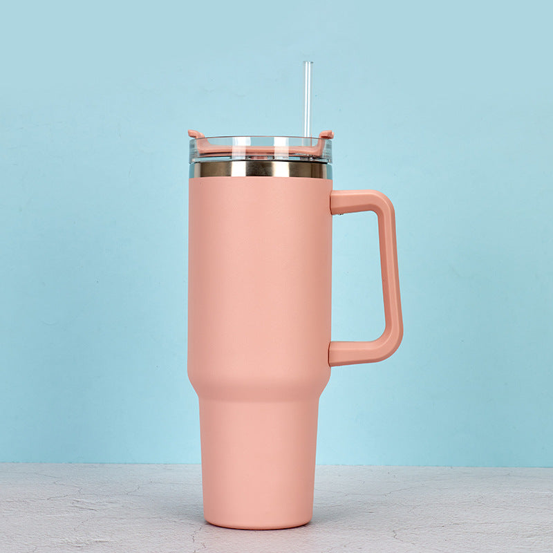 40oz Portable BPA Free Straw Stainless Steel Cup With Handle Large Capacity Bottle