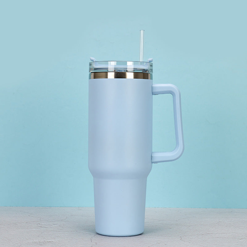 40oz Portable BPA Free Straw Stainless Steel Cup With Handle Large Capacity Bottle