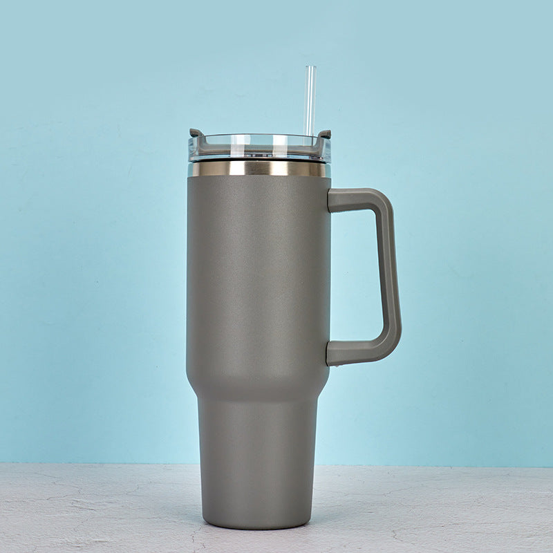 40oz Portable BPA Free Straw Stainless Steel Cup With Handle Large Capacity Bottle