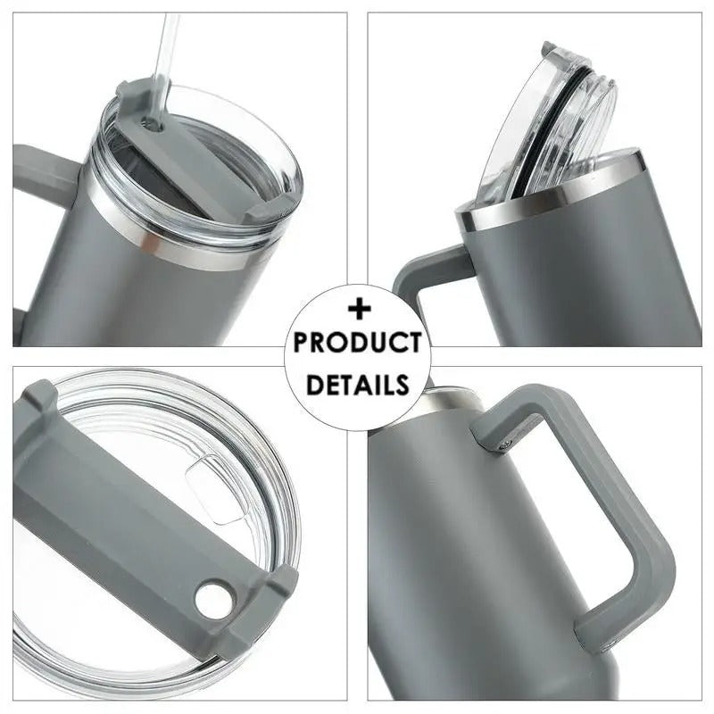 40oz Portable BPA Free Straw Stainless Steel Cup With Handle Large Capacity Bottle