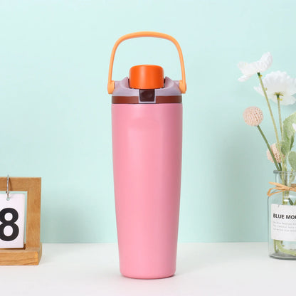 30oz Insulated Bottle Straw Double Wall Vacuum Thermos Cup Leakproof Hot/Cold Drink