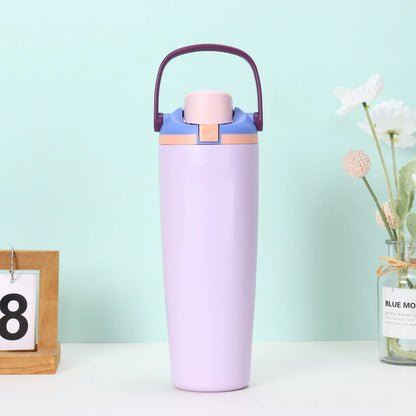 30oz Insulated Bottle Straw Double Wall Vacuum Thermos Cup Leakproof Hot/Cold Drink