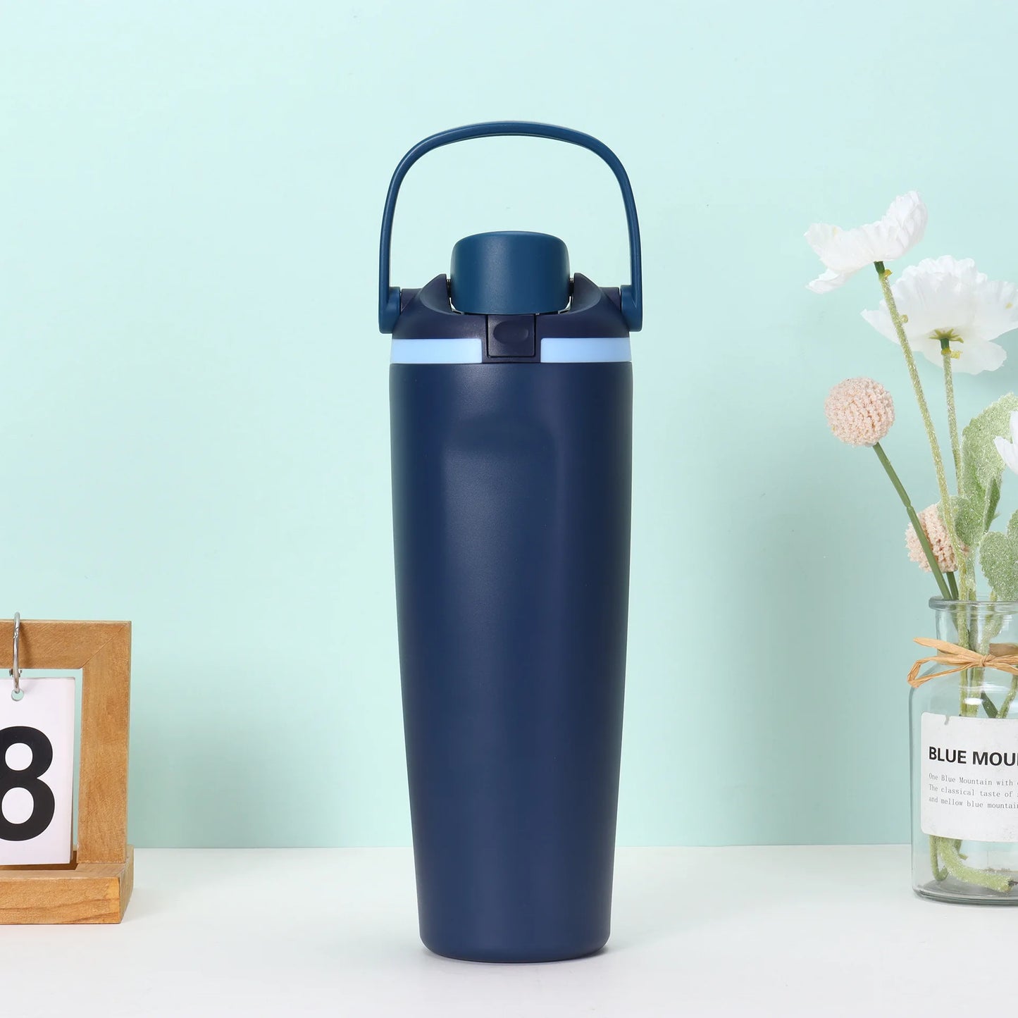 30oz Insulated Bottle Straw Double Wall Vacuum Thermos Cup Leakproof Hot/Cold Drink