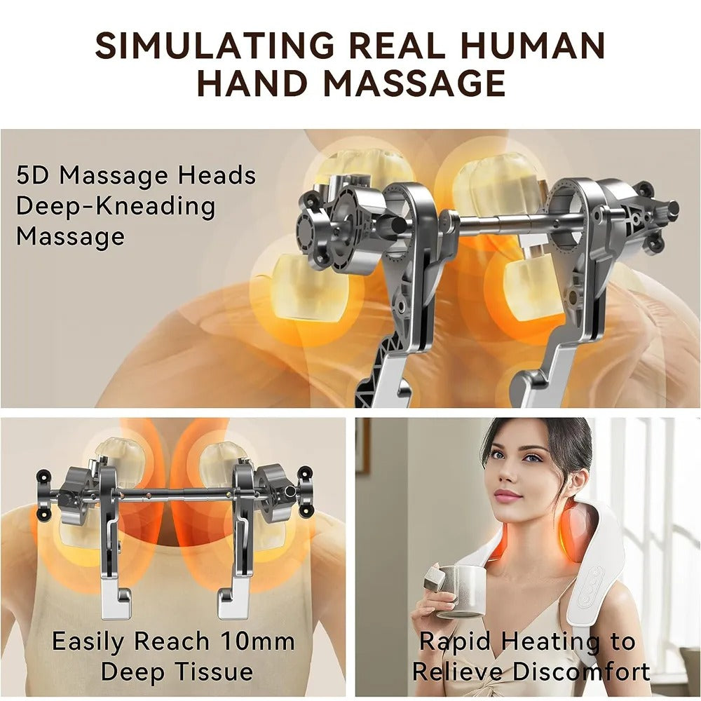 5D Kneading Shiatsu Massage Neck and Shoulder Pain Relief Heating Neck