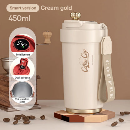 15oz/450ml Stainless Steel Coffee Cup With Temperature Display