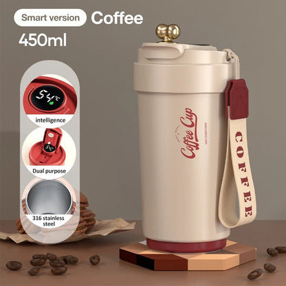 15oz/450ml Stainless Steel Coffee Cup With Temperature Display